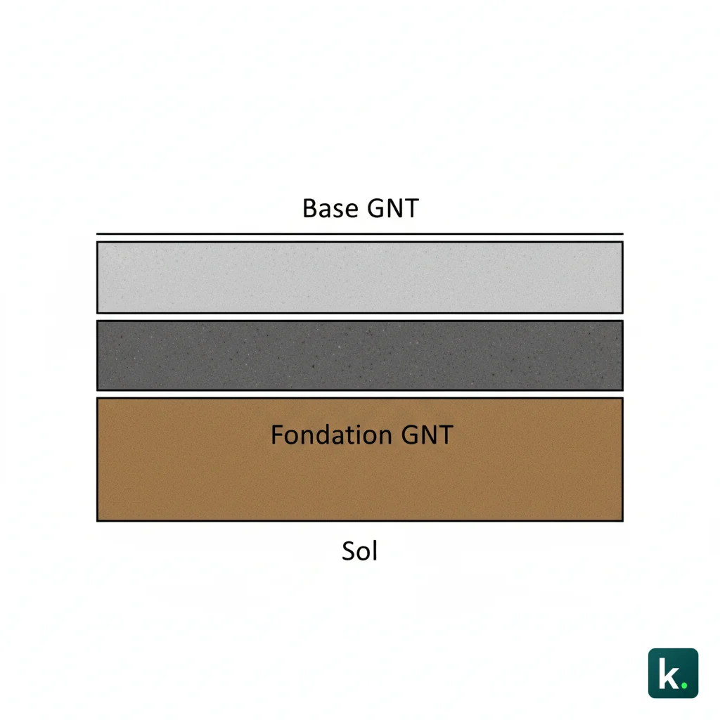 Coupe technique de la structure de chaussée.