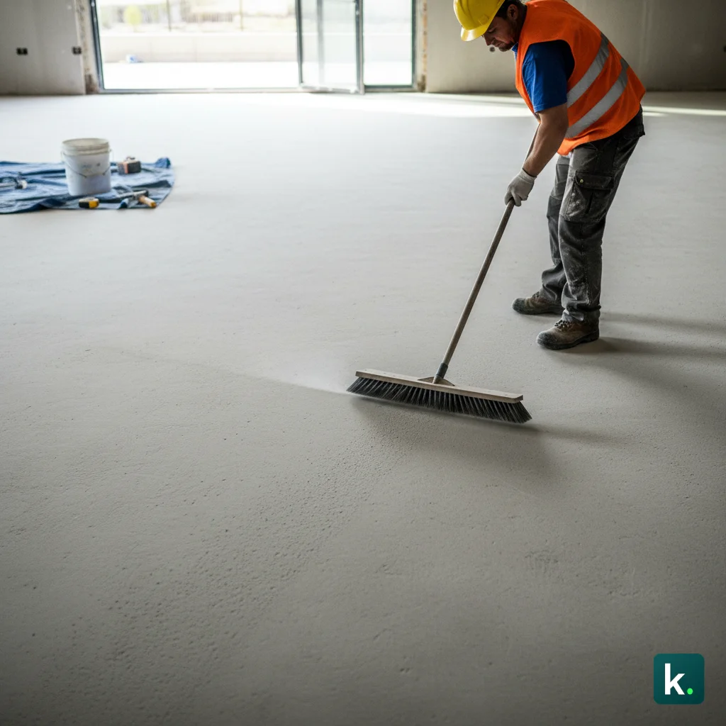 Préparation du support : nettoyage avec un balai