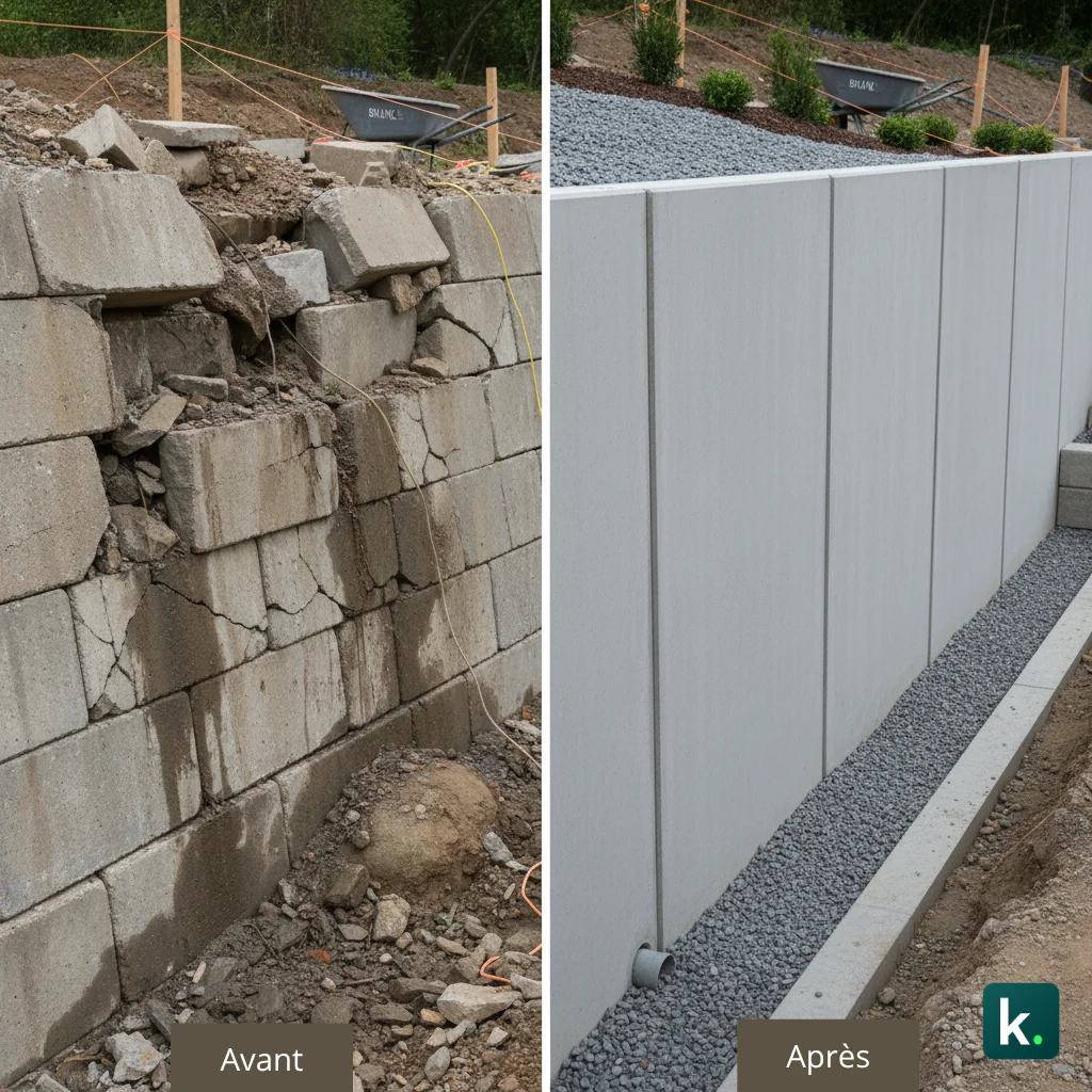 Mur de soutènement : béton, drainage et choix des granulats