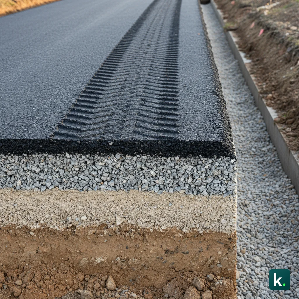 Allée poids lourds : structure et granulats pour fortes charges