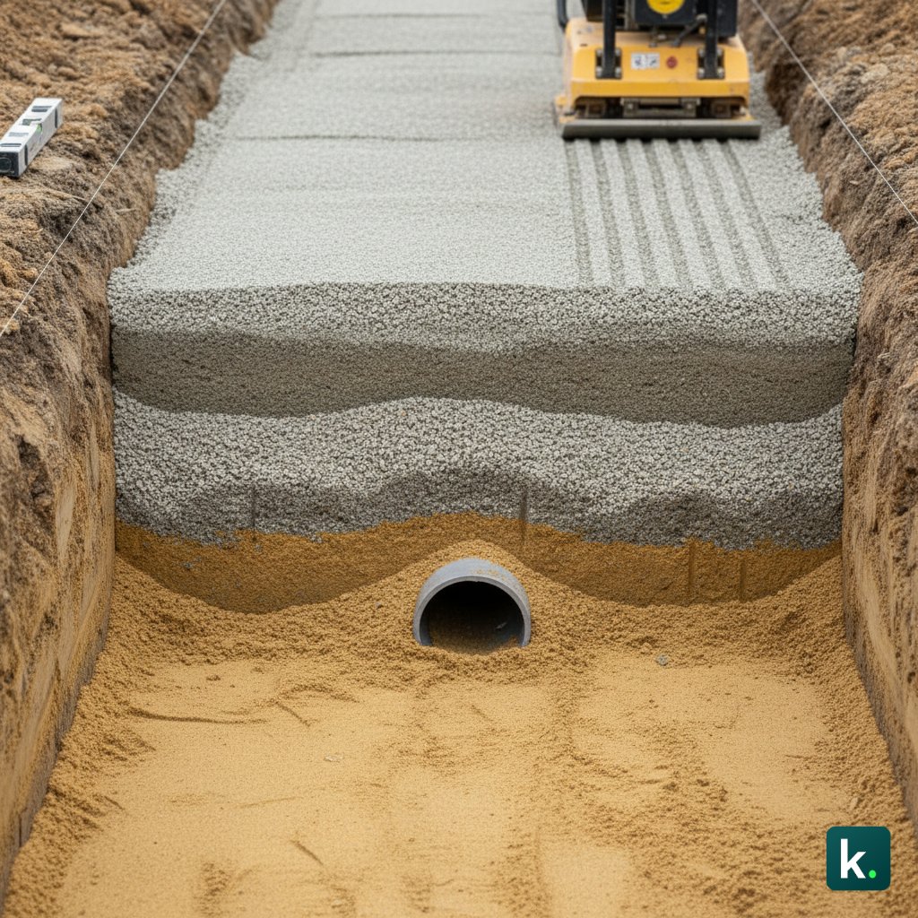 Tranchée pour canalisation : lit de pose, remblai et choix des granulats