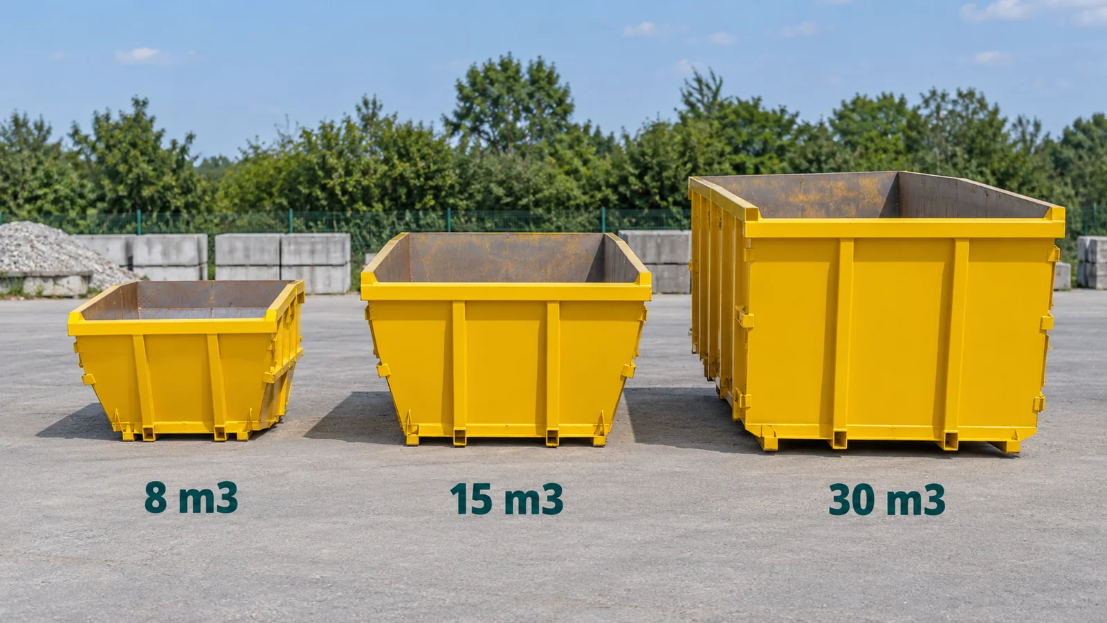Location de benne : les prix par volume (8, 15, 30 m3)