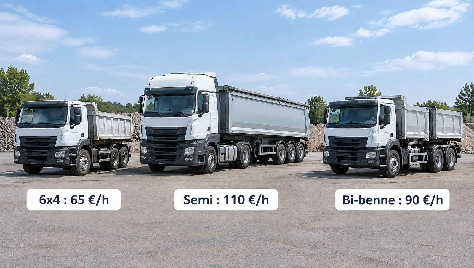 Prix d'une heure de camion benne en régie