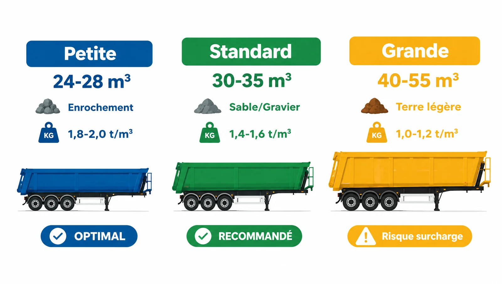 Semi-remorque benne : charge utile, dimensions, usages