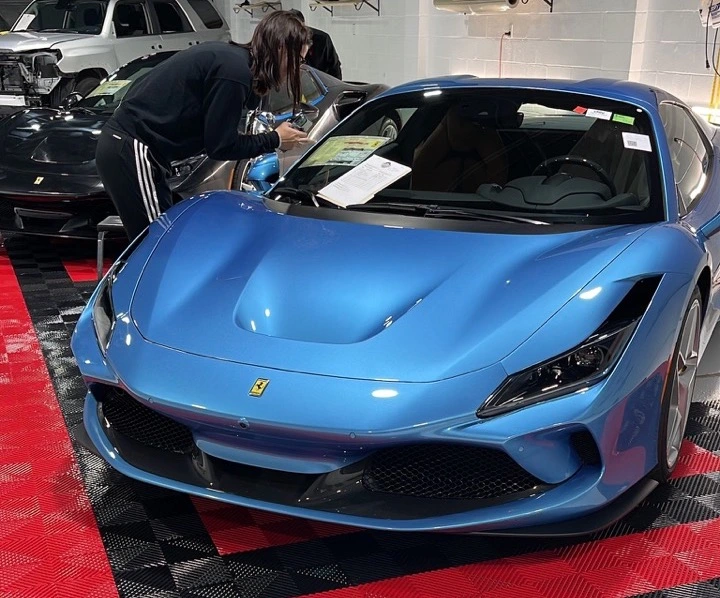 Ferrari F8 Tributo receiving a ceramic coating service at Allure Auto Spa in Casselberry, Florida