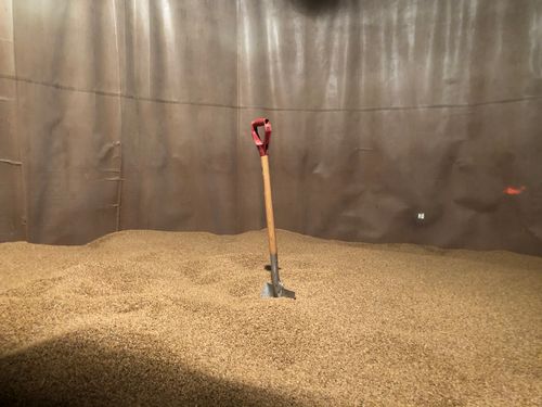 En spade i en maltsilo