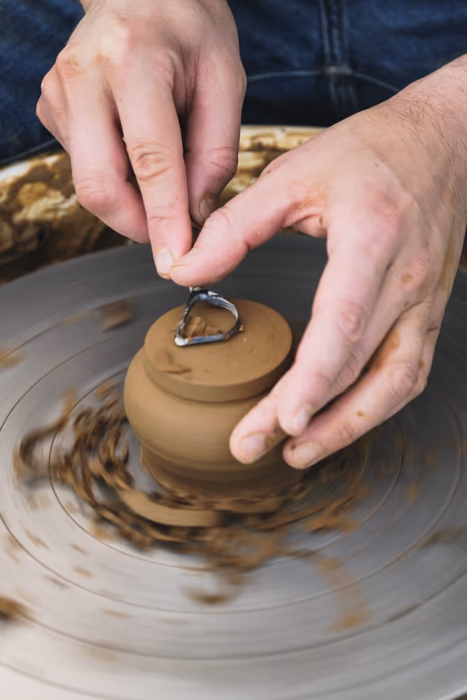 Handmade ceramic pots crafted at Turning Earth pottery studio in London
