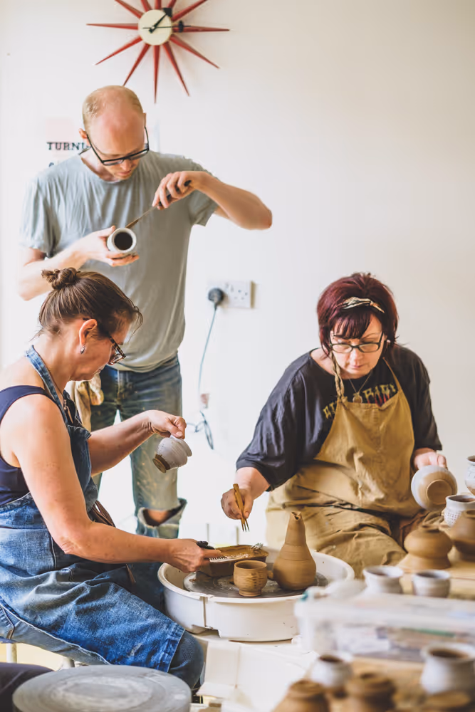 Handmade ceramic pots crafted at Turning Earth pottery studio in London