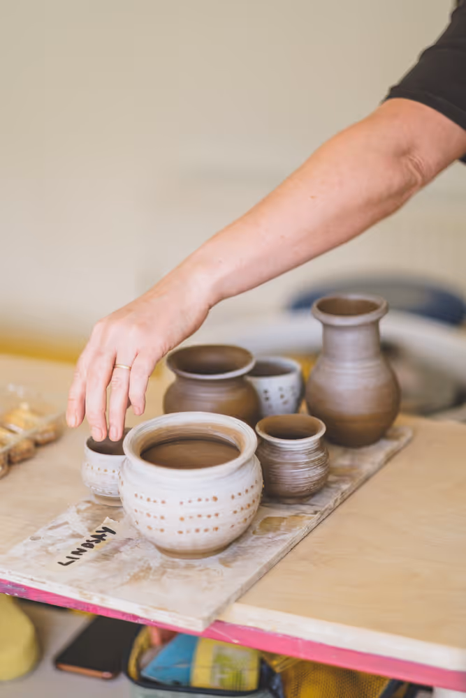 Handmade ceramic pots crafted at Turning Earth pottery studio in London