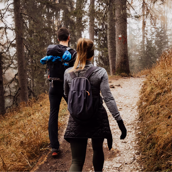 Image of a middle aged couple hiking