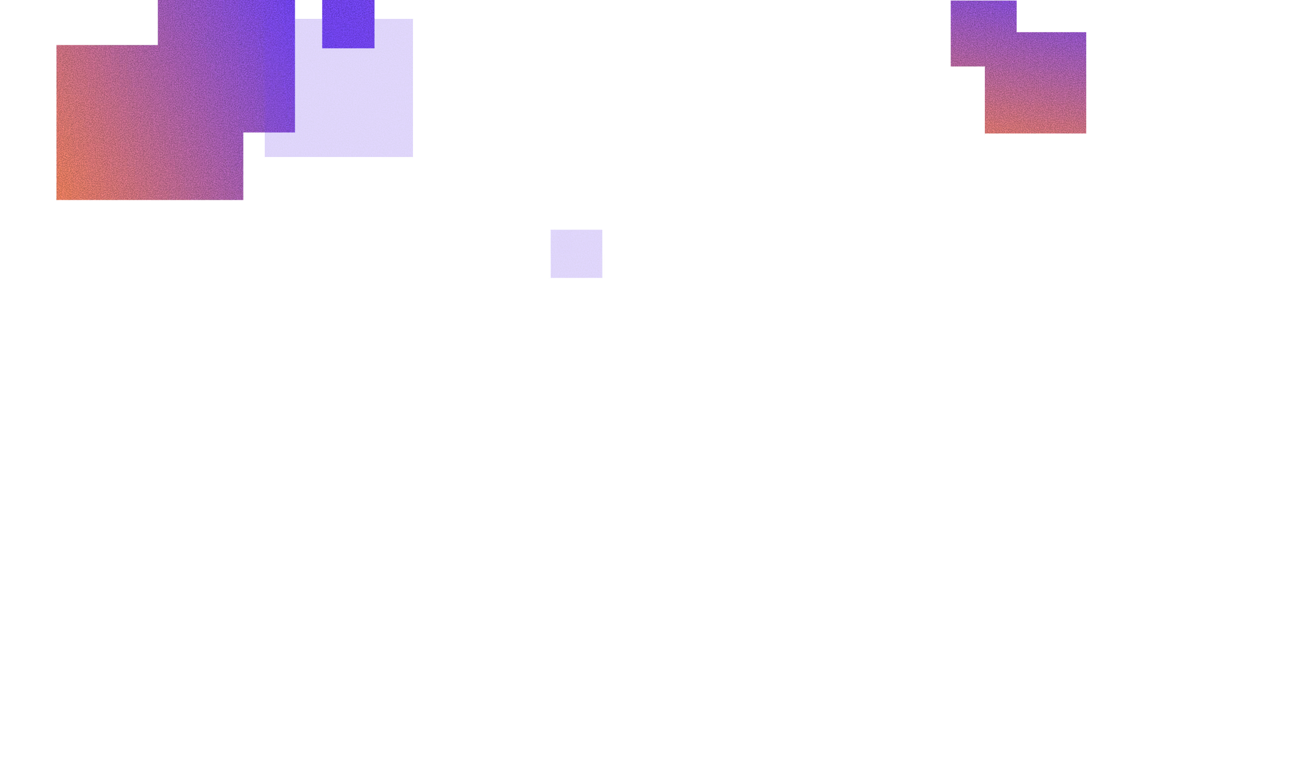Abstract geometric design with various purple and pink gradient squares and rectangles scattered on a black background.