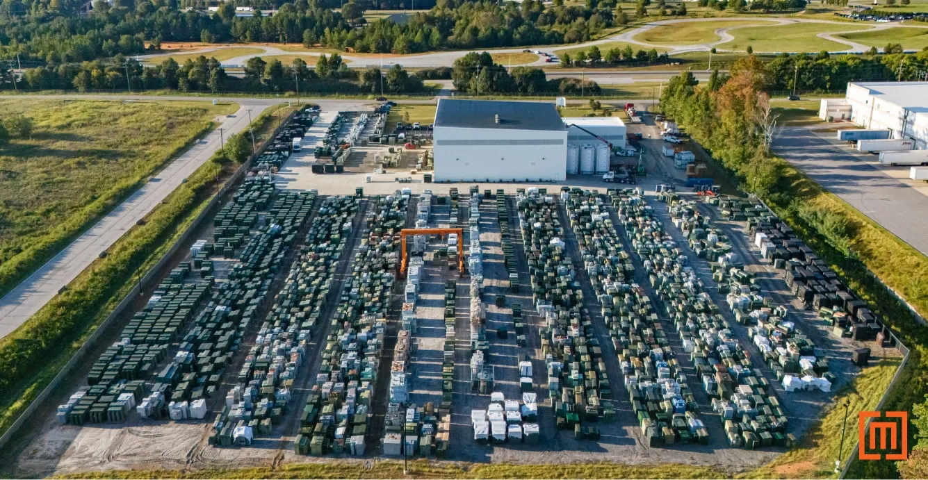 One of Maddox’s transformer yards in South Carolina filled with new stock and remanufactured transformers