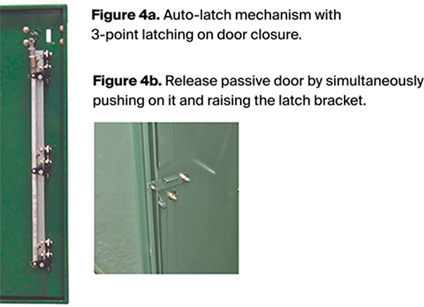 Auto-latch mechanism on Maddox padmounted switchgear door