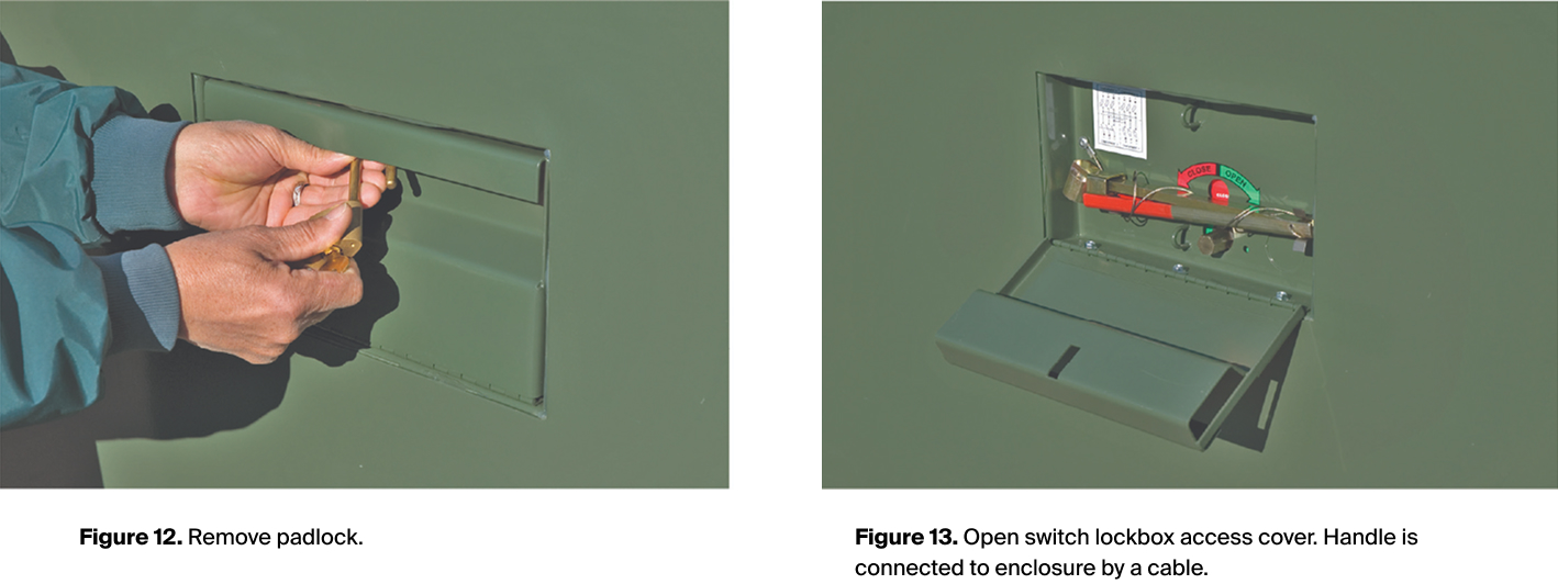 Removing padmount to access switch lockbox