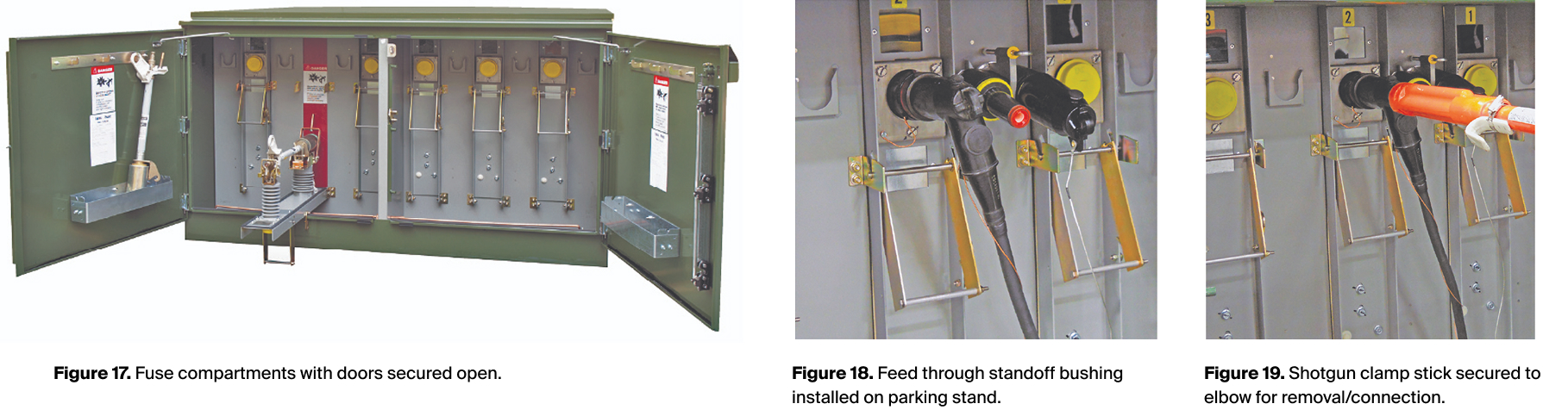 Switchgear fuse compartments and bushings