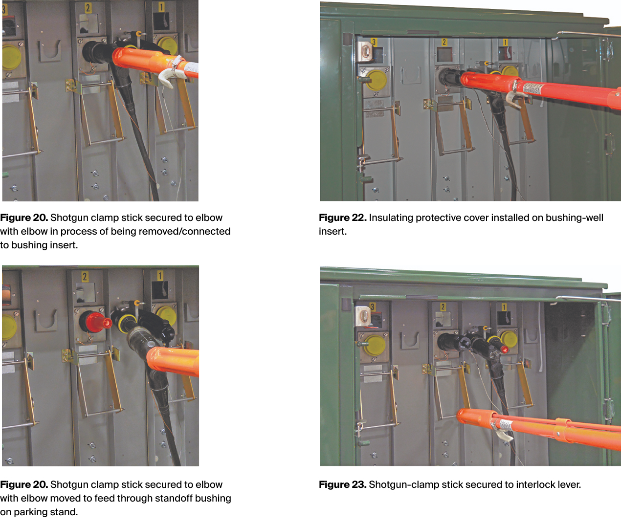 Connecting elbow to switchgear bushing