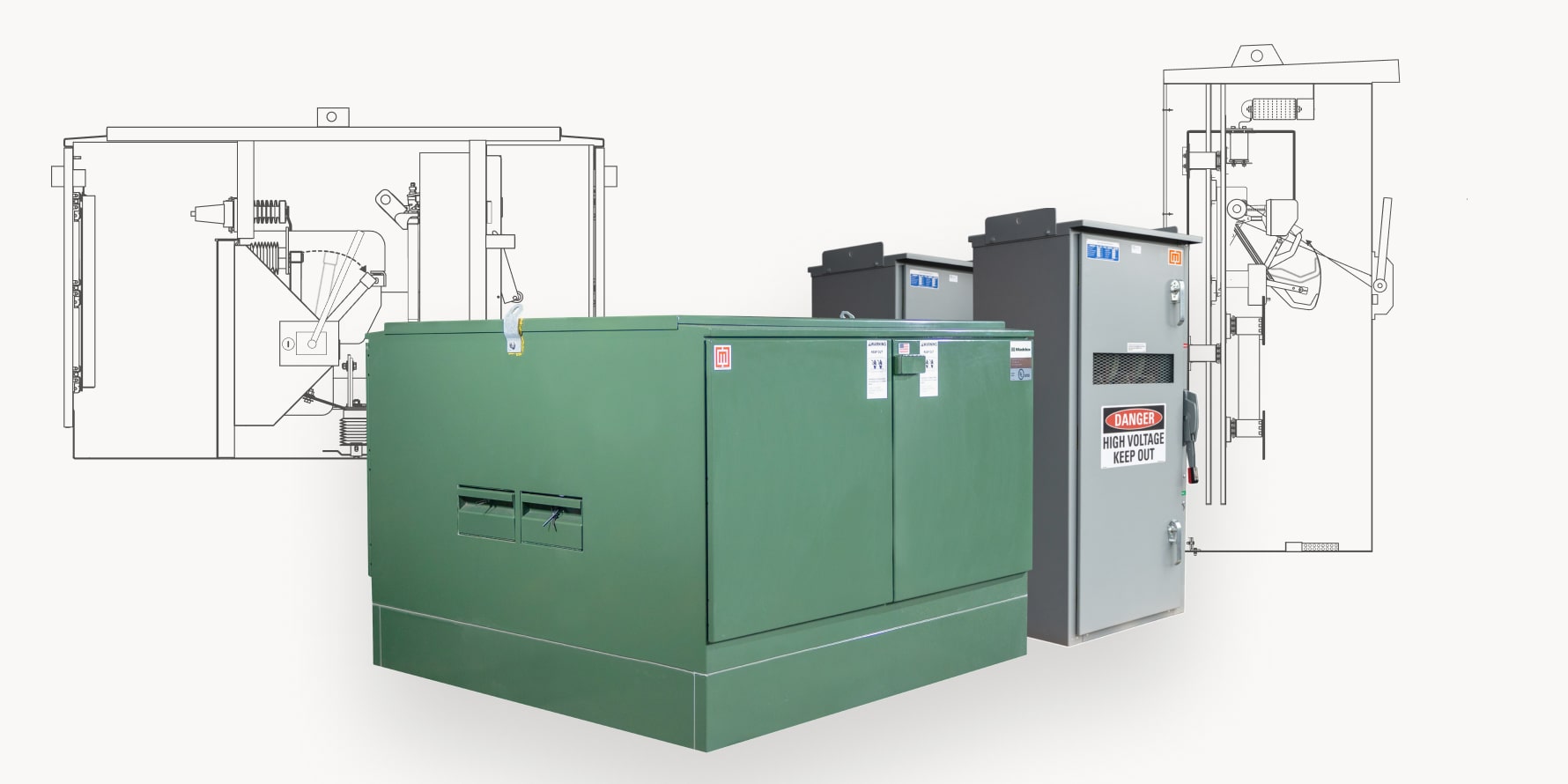 metal enclosed and pad mounted switchgear article