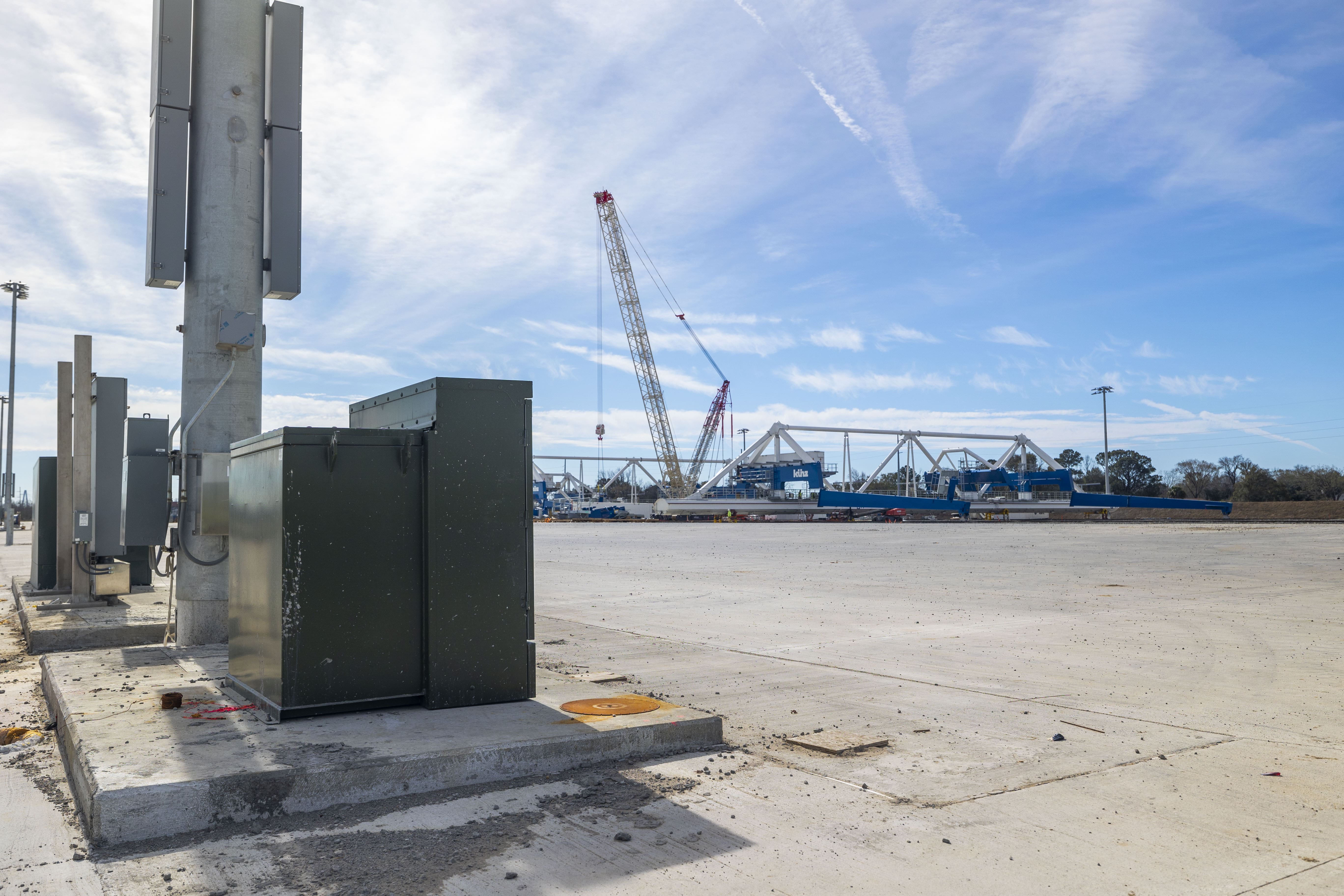 padmount transformer at Charleston port rail yard