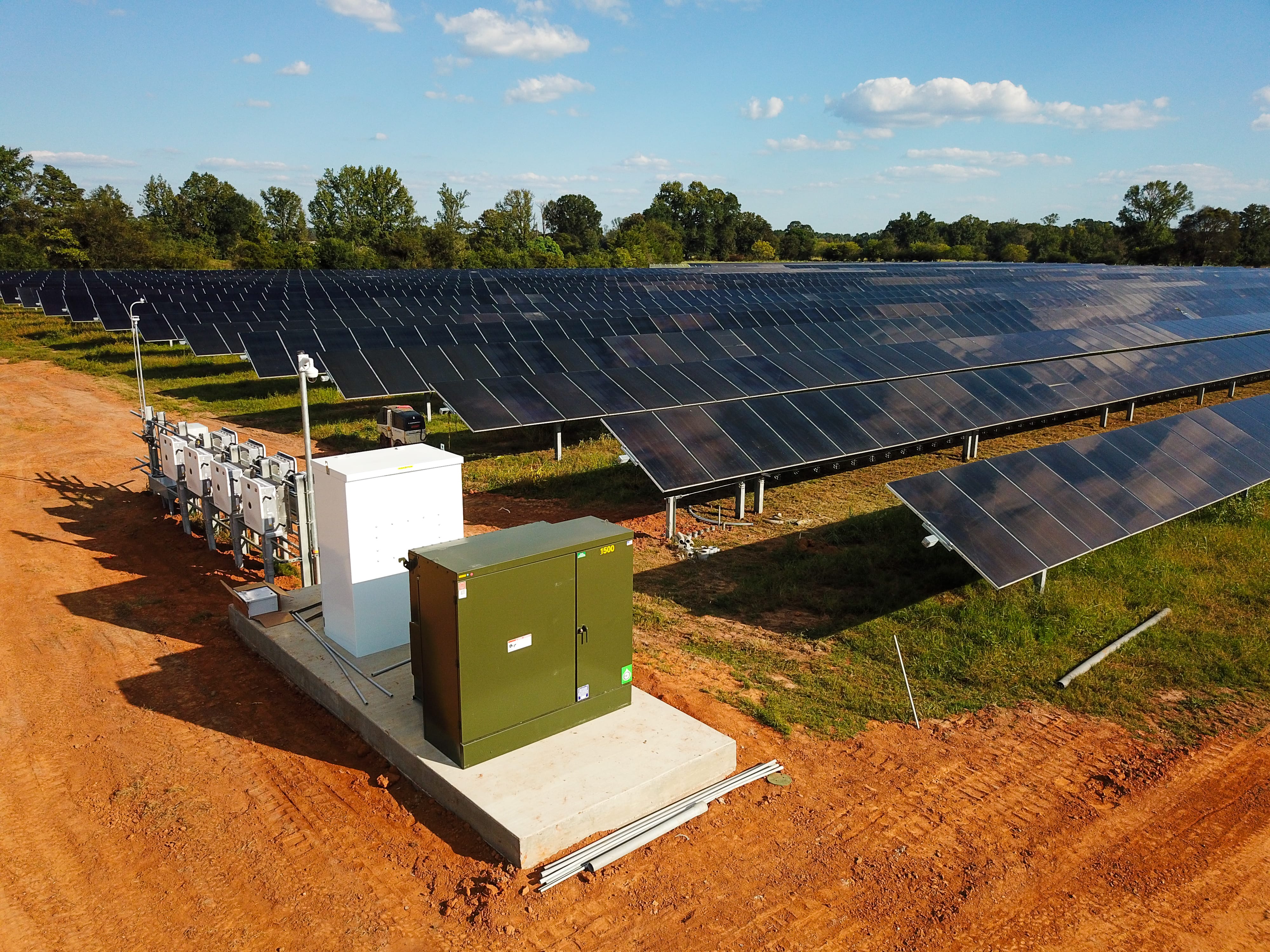 Padmount transformer at solar farm project