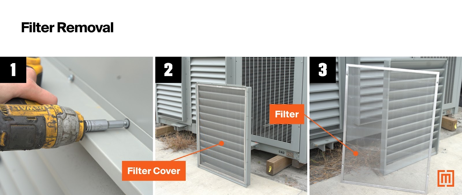 MV dry-type filter removal process