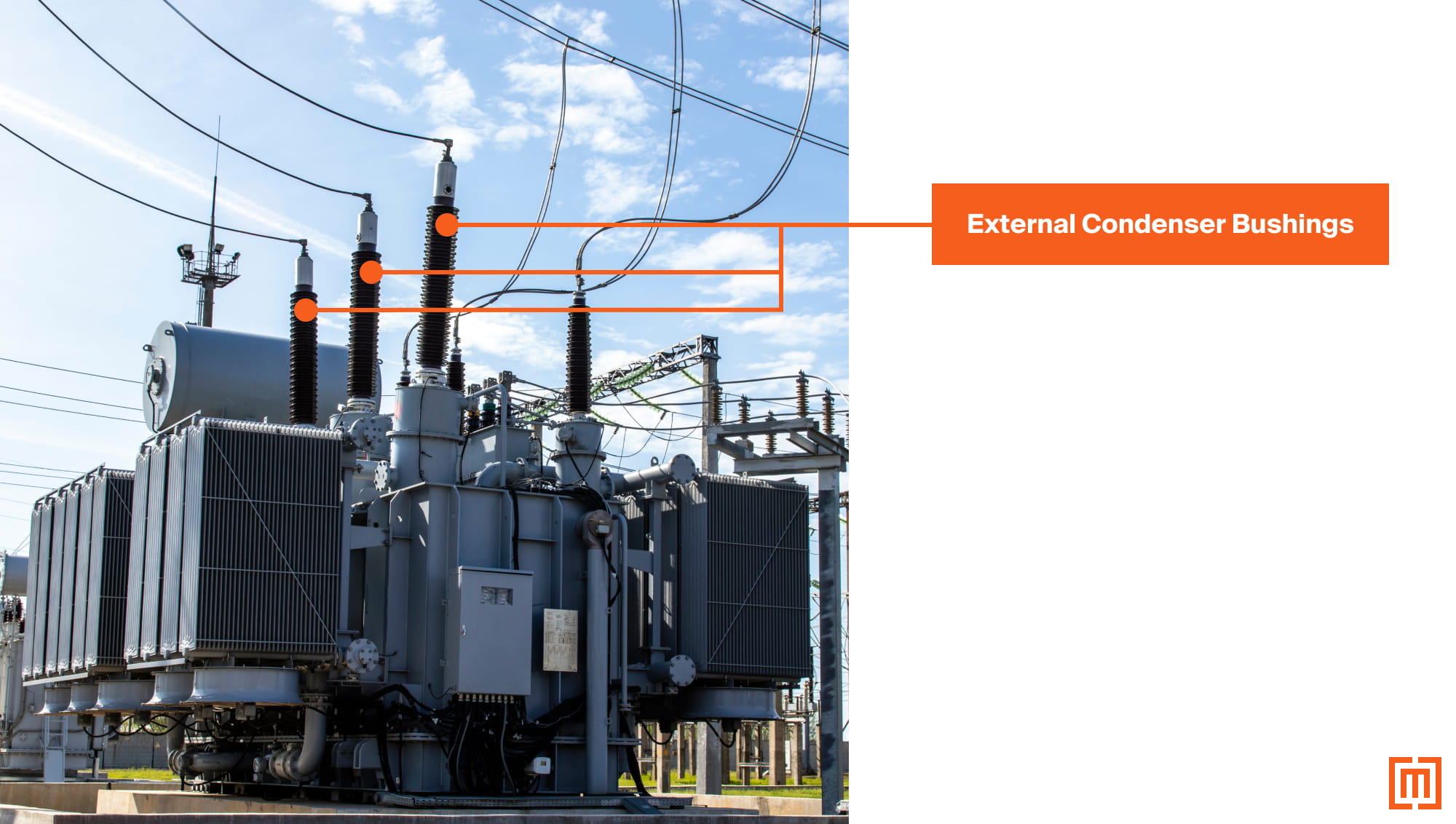 External bushings on substation in substation yard