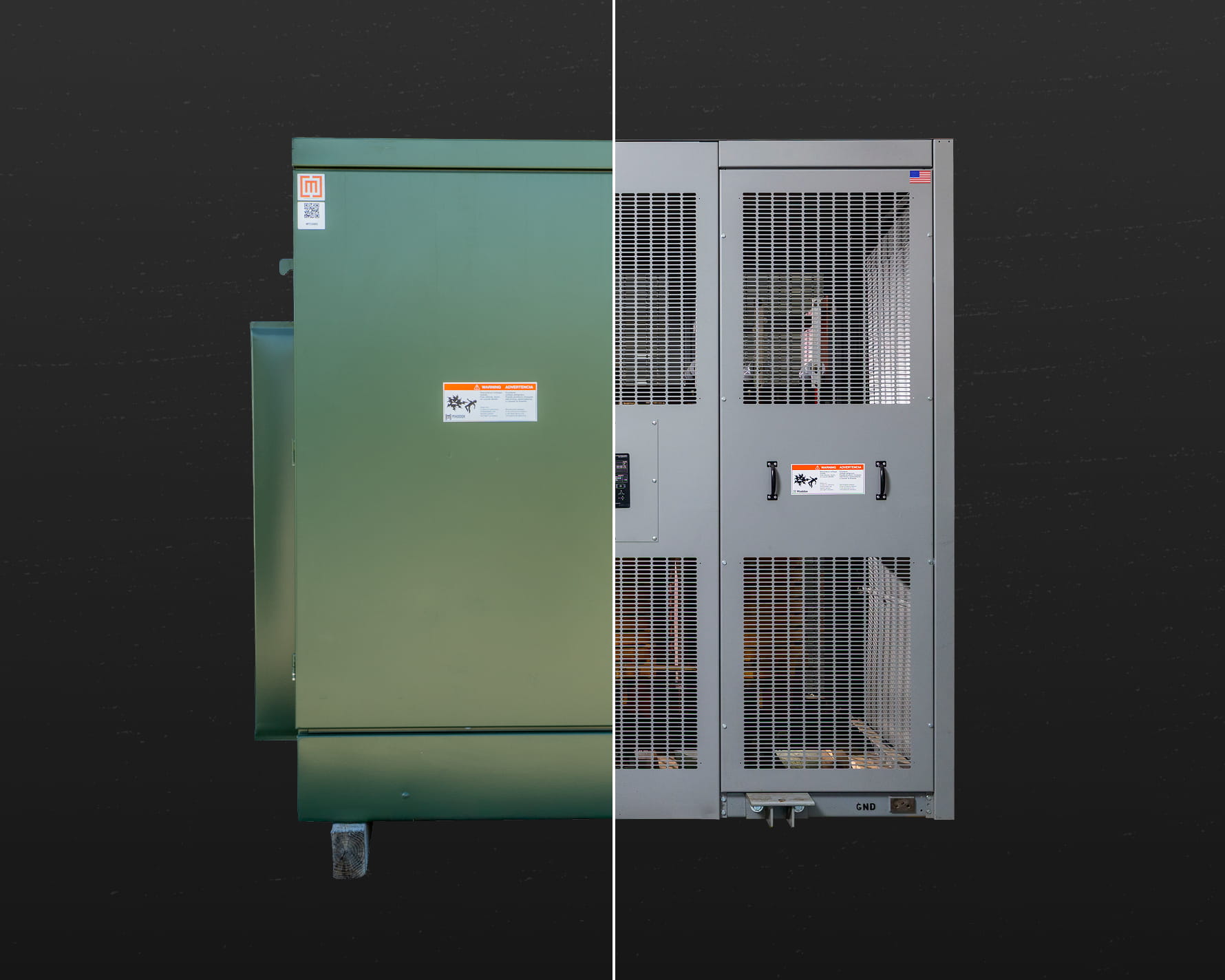 graphic of liquid-filled padmount and dry-type transformers