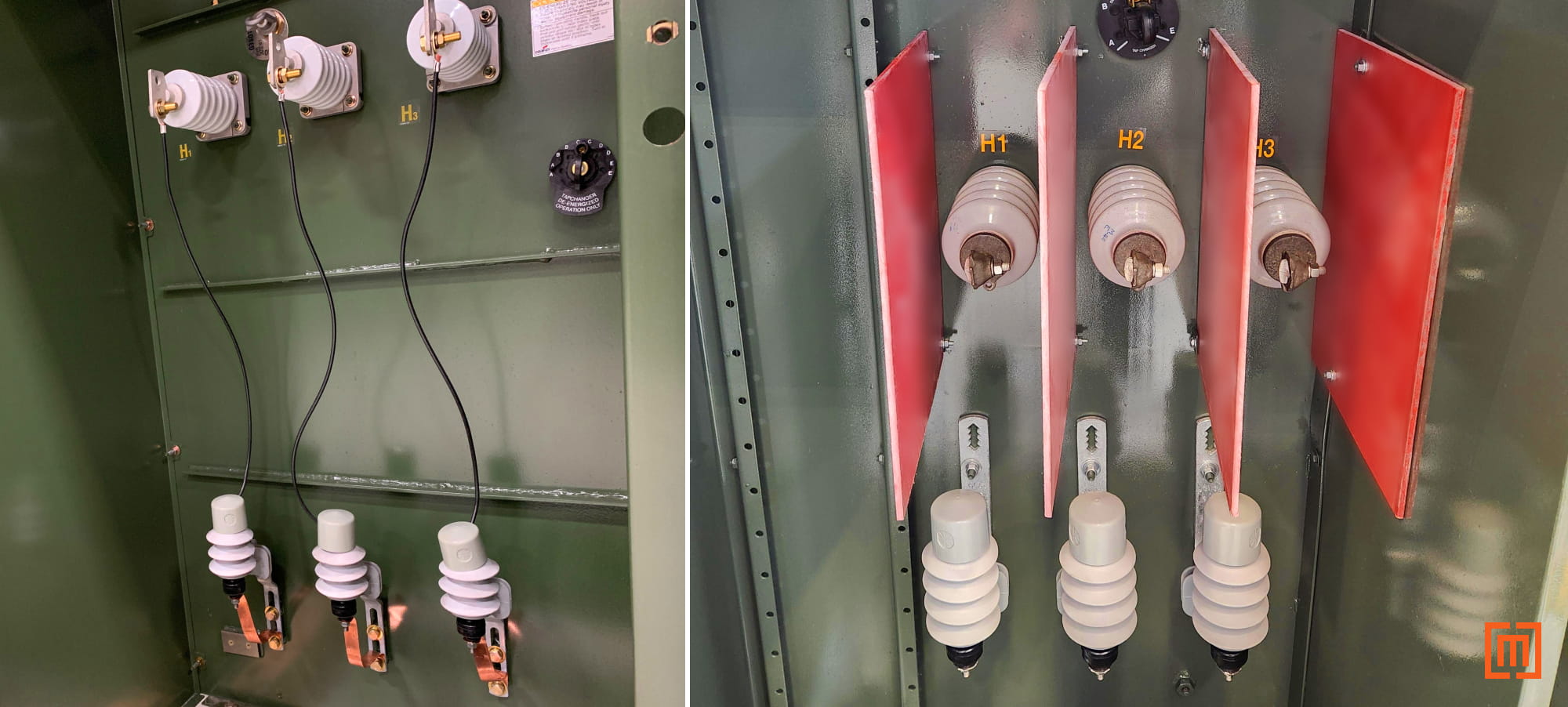 photos of live-front arresters on padmounts