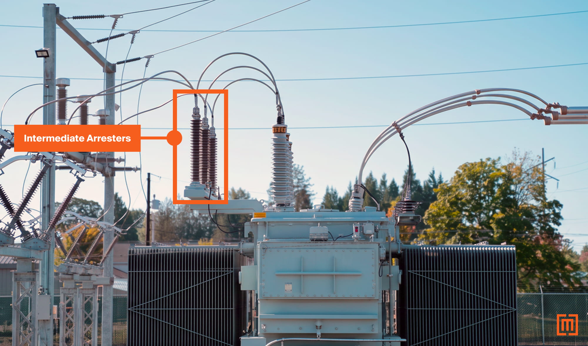 photo of substation with intermediate arresters