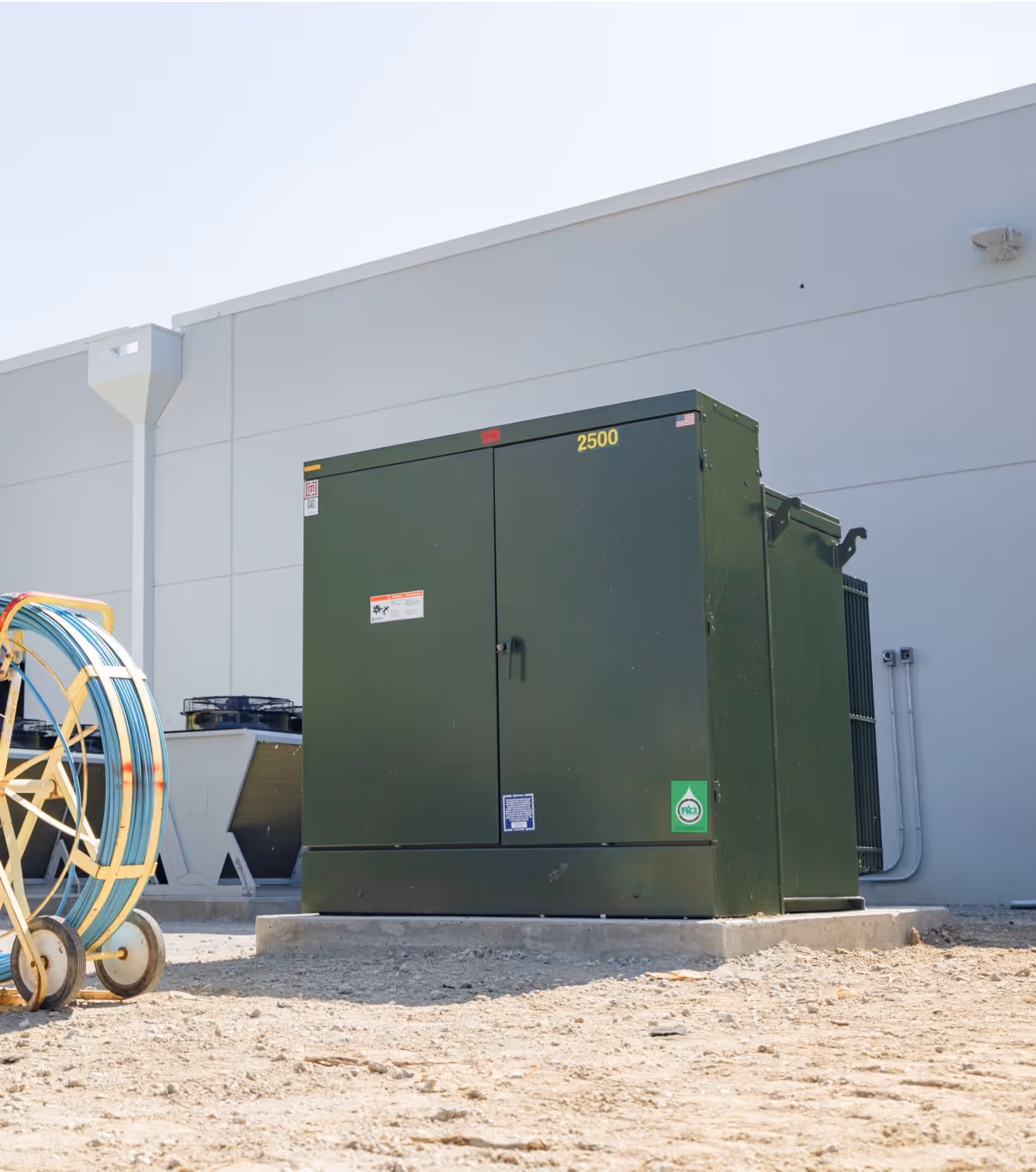 A padmount transformer outside a data center in south carolina