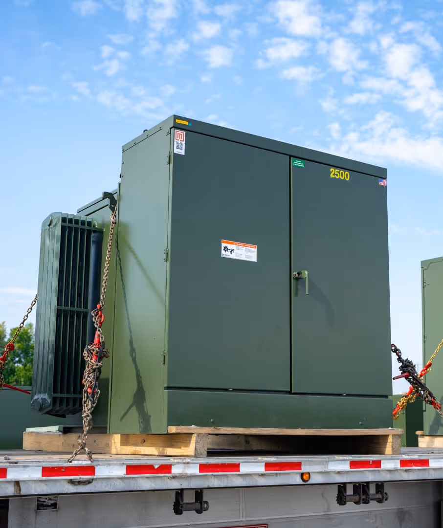 Used substation transformers loaded on a truck
