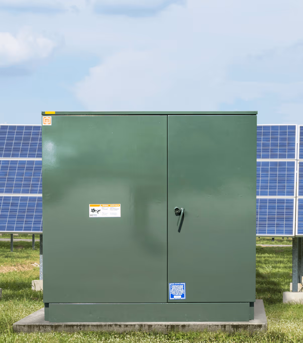 Padmount transformer powering a solar field