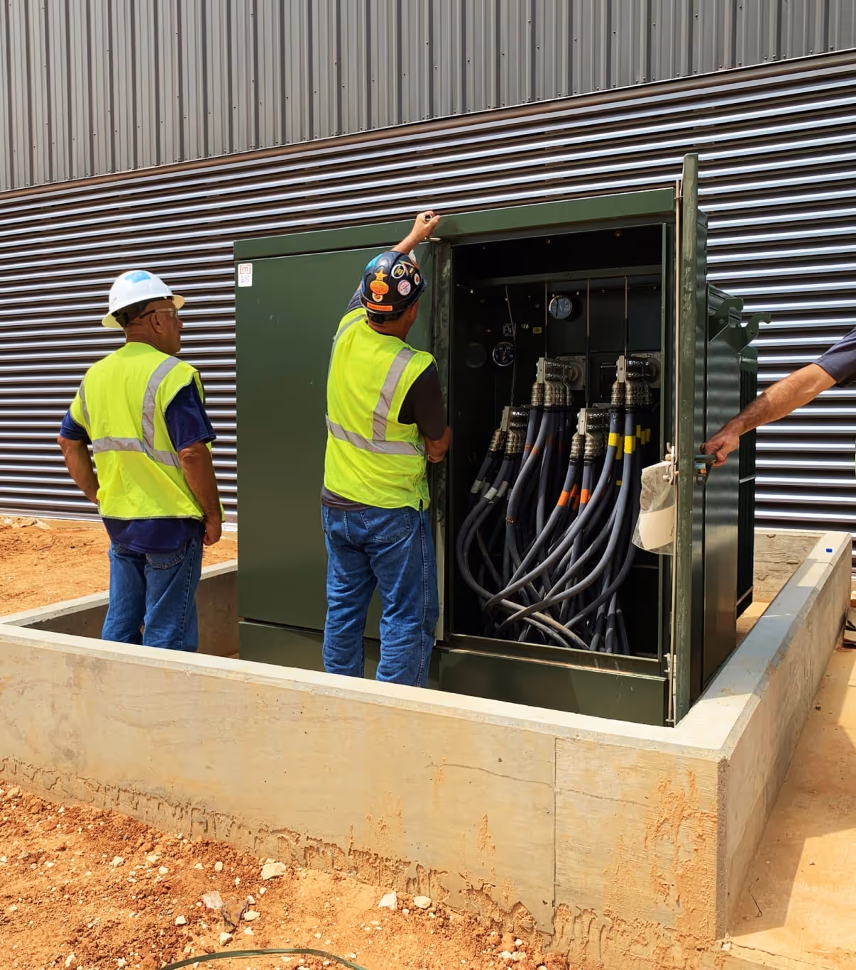 A padmount transformer outside a data center in south carolina