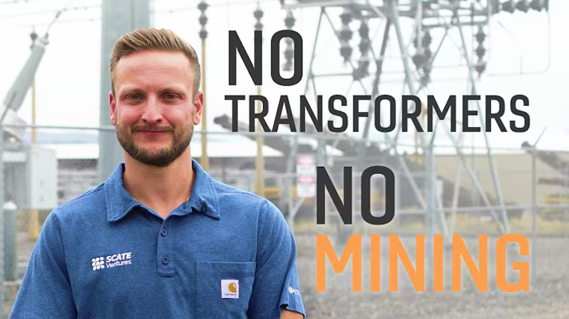 Video thumbnail saying "No transformers, No mining"