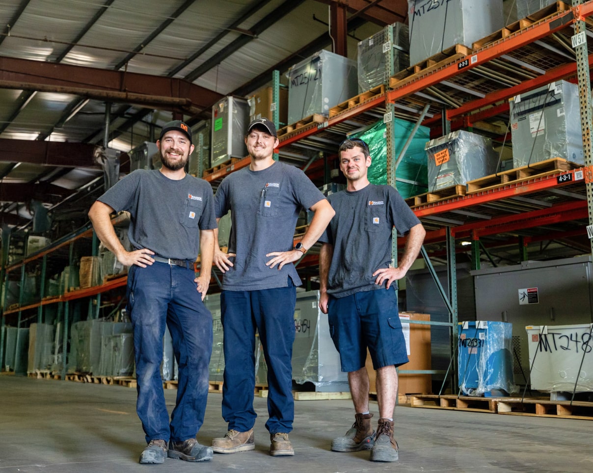 Maddox Transformer Techs in the low voltage transformer wharehouse