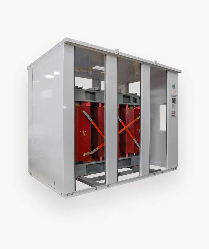 A cast coil transformer inside an enclosure