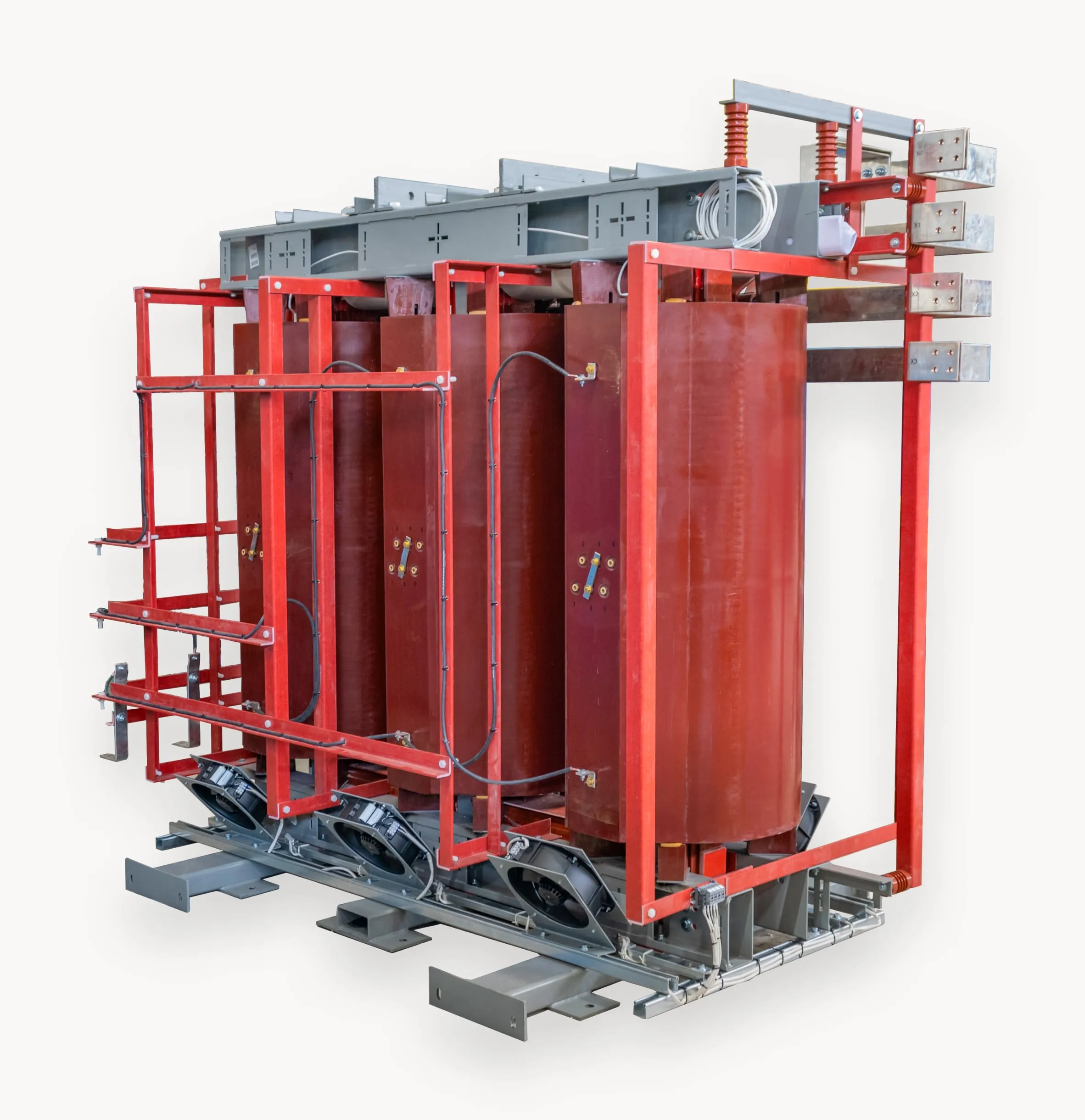 Cast coil transformer core and coils