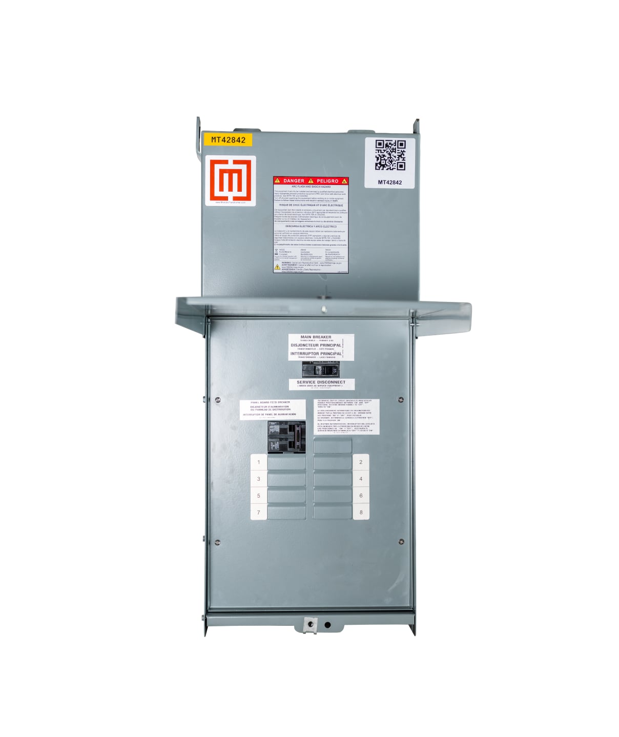 A mini power center with its cabinet door open