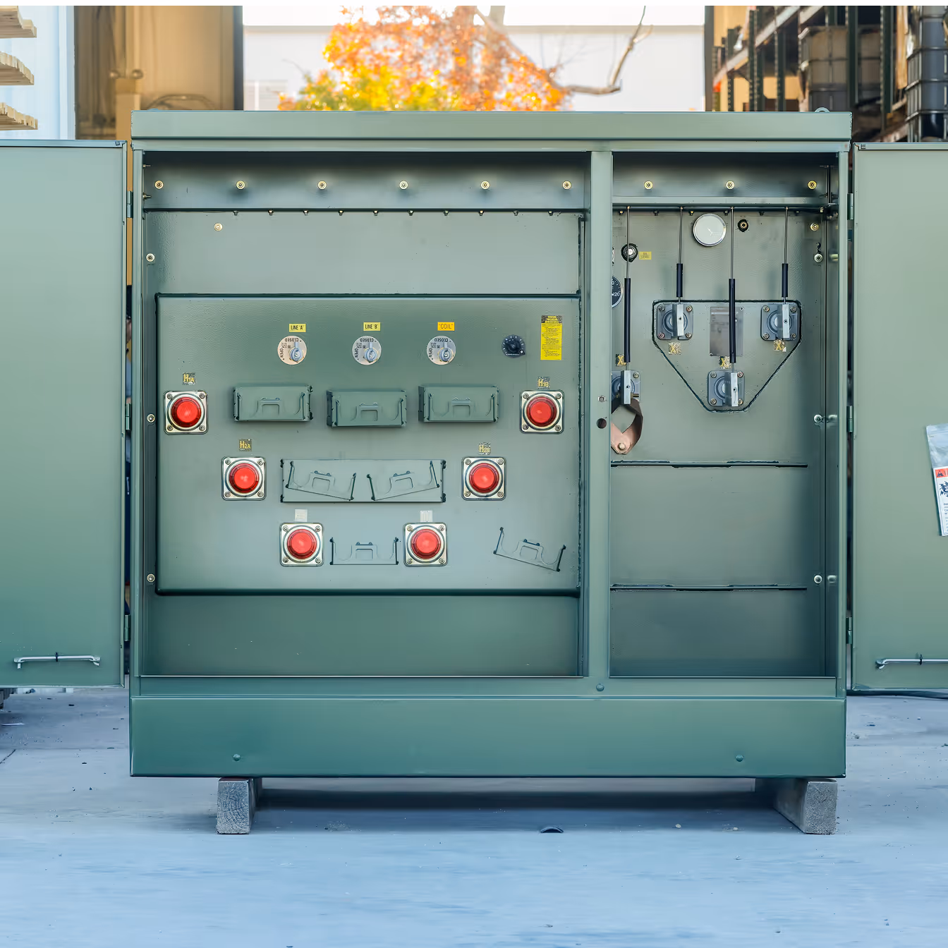 2500 kVA Padmount Front with open cabinets