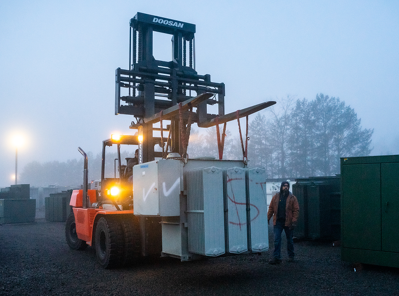 Substation transformer at Maddox Transformer in Battle Ground, WA
