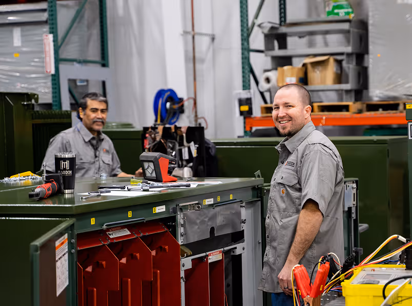 Maddox Transformer technicians working on a padmount transformer in Battle Ground, WA