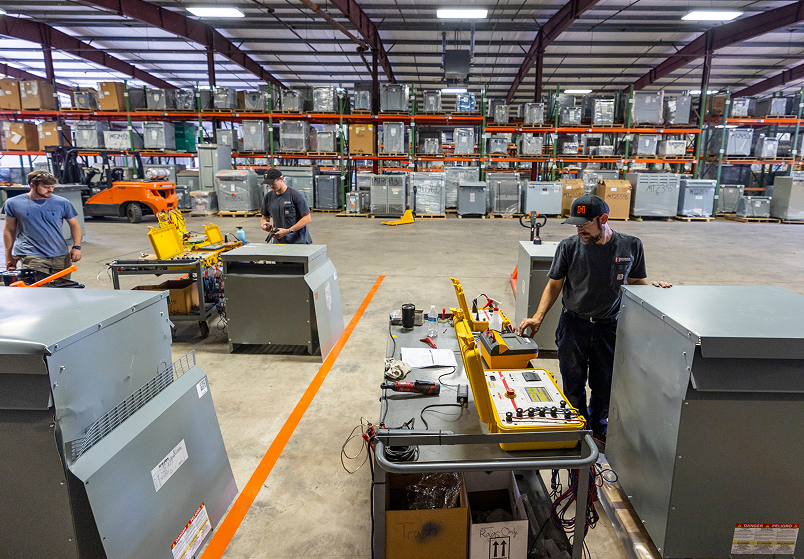 maddox transformer technicians testing dry-type transformers in fountain inn, sc