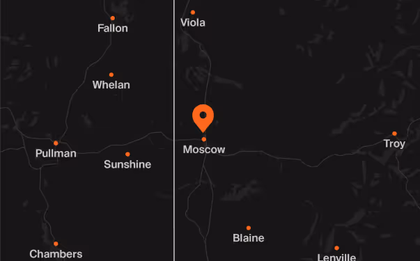 map showing location of maddox transformer office in moscow, id