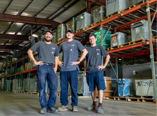 maddox transformer technicians at a dry-type transformer warehouse in fountain inn, sc