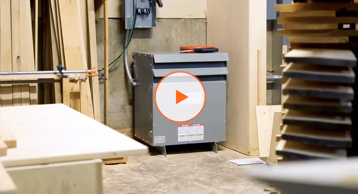A video thumbnail showing a low voltage dry-type transformer