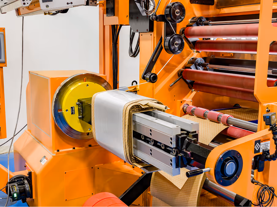 Transformer rewind machine at a Maddox Transformer facility