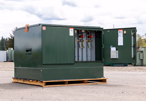 Maddox pad-mounted switchgear with door open