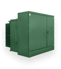 Green pad mounted electrical transformer