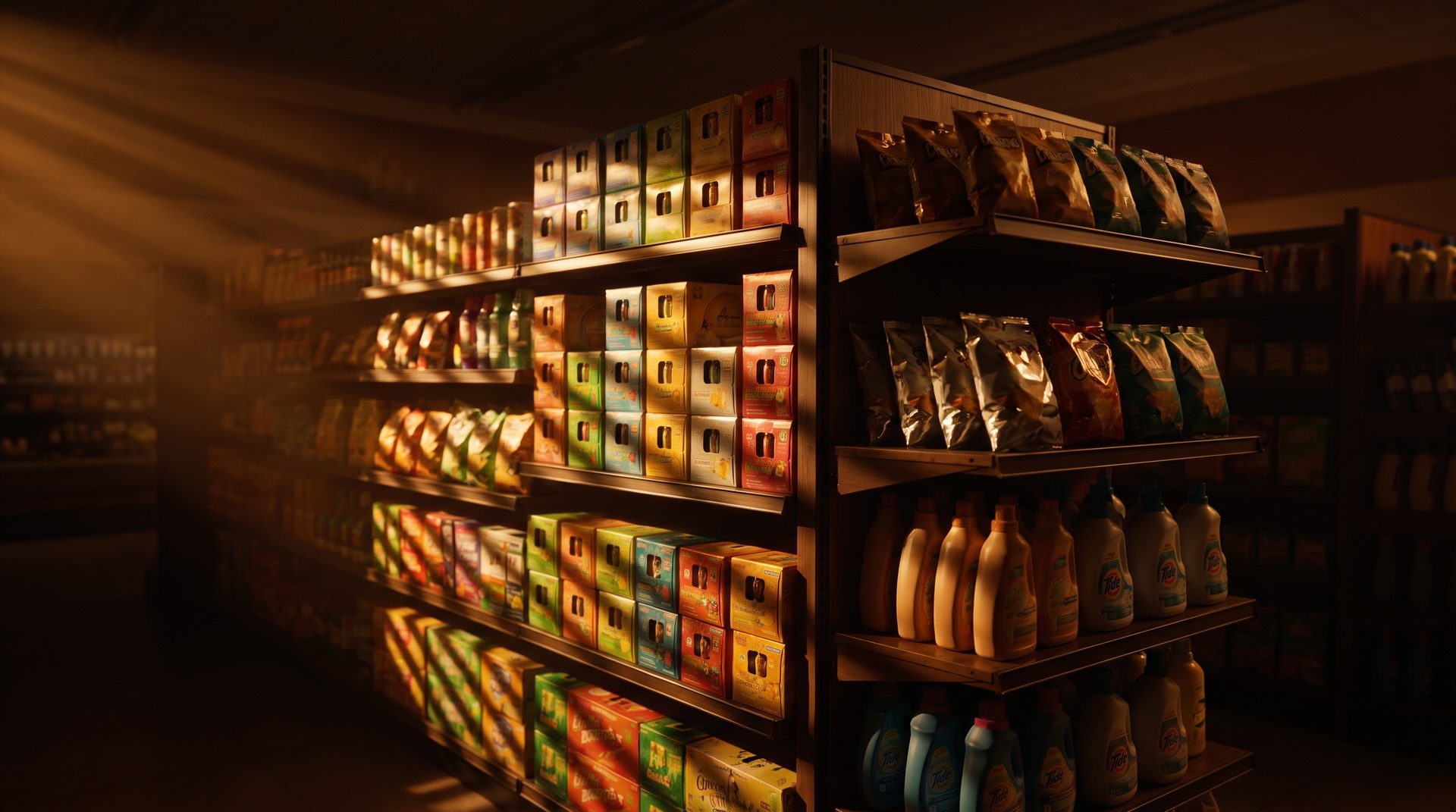 FMCG Sales – Supermarktregal mit Konsumgütern