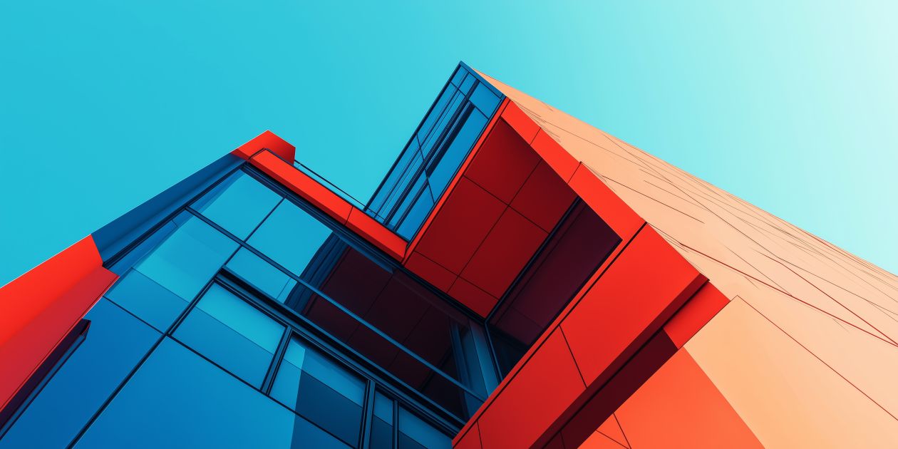 A hot up of an orange apartment building