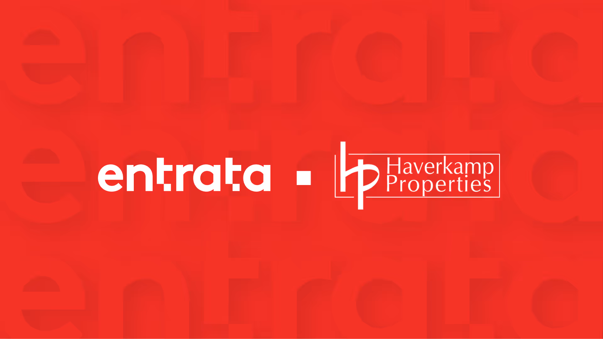 Entrata and Haverkamp Properties logos displayed side by side on a red background
